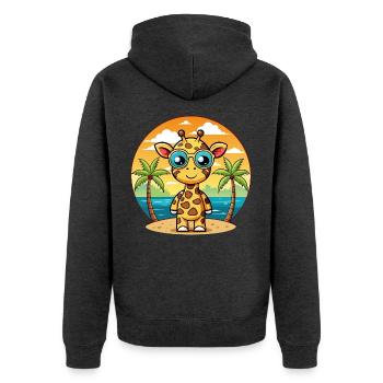 Giraffe Funny Cartoon Summer Beach Sunglasses - Unisex Premium Organic Zip Hoodie - heather anthracite - Back - Nico (187cm)