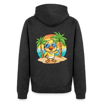Duck Funny Cartoon Summer Beach Sunglasses - Unisex Premium Organic Zip Hoodie - heather anthracite - Back - Nico (187cm)