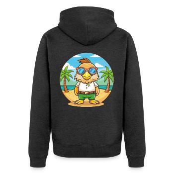 Eagle Funny Cartoon Summer Beach Sunglasses - Unisex Premium Organic Zip Hoodie - heather anthracite - Back - Nico (187cm)