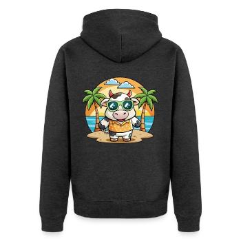 Kuh Lustige Cartoon Sommer Strand Sonnenbrille - Unisex Premium Bio Zip Hoodie - Anthrazit meliert - Hinten - Nico (187cm)
