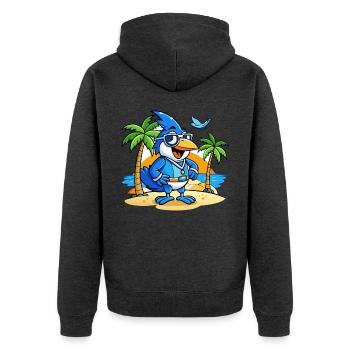 Blue Jay Lustige Cartoon Sommer Strand Sonnenbrille - Unisex Premium Bio Zip Hoodie - Anthrazit meliert - Hinten - Nico (187cm)
