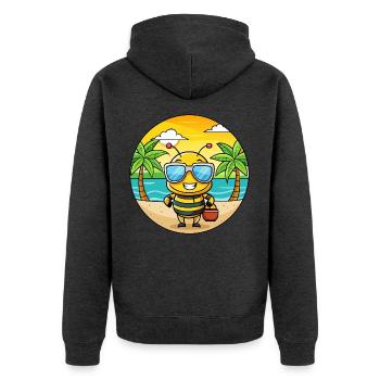 Bee Funny Cartoon Summer Beach Sunglasses - Unisex Premium Organic Zip Hoodie - heather anthracite - Back - Nico (187cm)