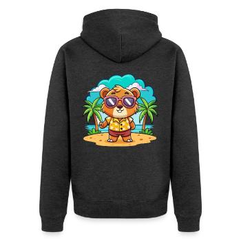 Bear Funny Cartoon Summer Beach Sunglasses - Unisex Premium Organic Zip Hoodie - heather anthracite - Back - Nico (187cm)