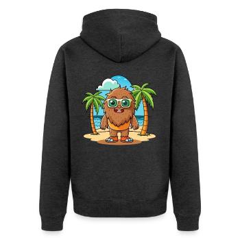 Big Foot Lustige Cartoon Sommer Strand Sonnenbrille - Unisex Premium Bio Zip Hoodie - Anthrazit meliert - Hinten - Nico (187cm)