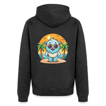Yeti Funny Cartoon Summer Beach Sunglasses - Unisex Premium Organic Zip Hoodie - heather anthracite - Back - Nico (187cm)