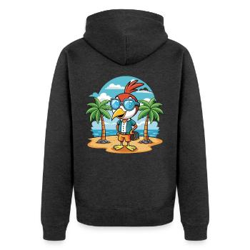 Woodpecker Funny Cartoon Summer Beach Sunglasses - Unisex Premium Organic Zip Hoodie - heather anthracite - Back - Nico (187cm)