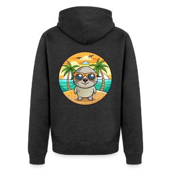 Lunettes de soleil de plage d’été de dessin animé drôle de phoque - Veste à capuche bio Premium Unisexe - anthracite chiné - Dos - Nico (187cm)