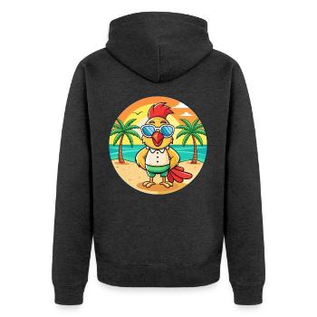 Rooster Funny Cartoon Summer Beach Sunglasses - Unisex Premium Organic Zip Hoodie - heather anthracite - Back - Nico (187cm)