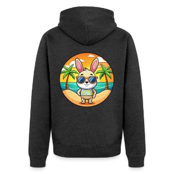 Rabbit Funny Cartoon Summer Beach Sunglasses - Unisex Premium Organic Zip Hoodie - heather anthracite - Back - Nico (187cm)