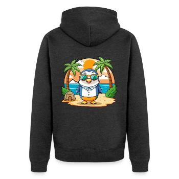 Pinguin Lustige Cartoon Sommer Strand Sonnenbrille - Unisex Premium Bio Zip Hoodie - Anthrazit meliert - Hinten - Nico (187cm)