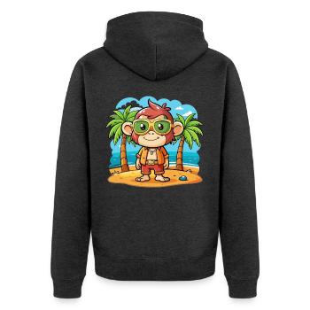 Lunettes de soleil de plage d’été de dessin animé drôle de singe - Veste à capuche bio Premium Unisexe - anthracite chiné - Dos - Nico (187cm)