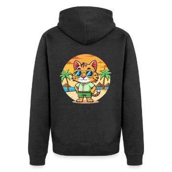 Lynx Lustige Cartoon Sommer Strand Sonnenbrille - Unisex Premium Bio Zip Hoodie - Anthrazit meliert - Hinten - Nico (187cm)