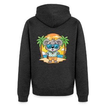 Koala Lustige Cartoon Sommer Strand Sonnenbrille - Unisex Premium Bio Zip Hoodie - Anthrazit meliert - Hinten - Nico (187cm)