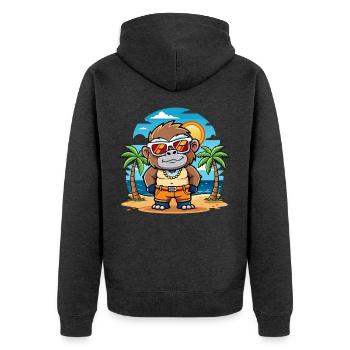 Gorilla Lustige Cartoon Sommer Strand Sonnenbrille - Unisex Premium Bio Zip Hoodie - Anthrazit meliert - Hinten - Nico (187cm)