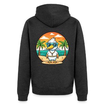 Gans Lustige Cartoon Sommer Strand Sonnenbrille - Unisex Premium Bio Zip Hoodie - Anthrazit meliert - Hinten - Nico (187cm)