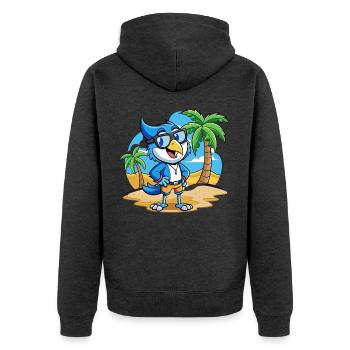 Blue Jay Lustige Cartoon Sommer Strand Sonnenbrille - Unisex Premium Bio Zip Hoodie - Anthrazit meliert - Hinten - Nico (187cm)