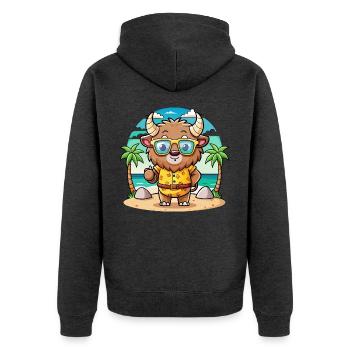 Bison Funny Cartoon Summer Beach Sunglasses - Unisex Premium Organic Zip Hoodie - heather anthracite - Back - Nico (187cm)