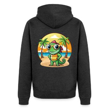 Chameleon Funny Cartoon Summer Beach Sunglasses - Unisex Premium Organic Zip Hoodie - heather anthracite - Back - Nico (187cm)
