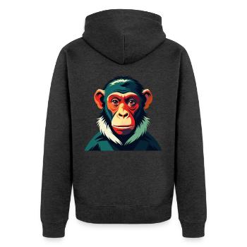 Singe Dessin Animé Personnage Animal De Compagnie Coloré - Veste à capuche bio Premium Unisexe - anthracite chiné - Dos - Nico (187cm)
