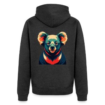 Koala Zeichentrickfigur Buntes Haustier Tier - Unisex Premium Bio Zip Hoodie - Anthrazit meliert - Hinten - Nico (187cm)