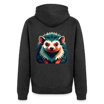 Hérisson Personnage De Dessin Animé Animal De Compagnie Coloré - Veste à capuche bio Premium Unisexe - anthracite chiné - Dos - Nico (187cm)