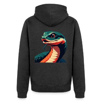 Schlange Cartoon Figur Buntes Haustier Tier - Unisex Premium Bio Zip Hoodie - Anthrazit meliert - Hinten - Nico (187cm)