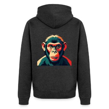 Singe Dessin Animé Personnage Animal De Compagnie Coloré - Veste à capuche bio Premium Unisexe - anthracite chiné - Dos - Nico (187cm)