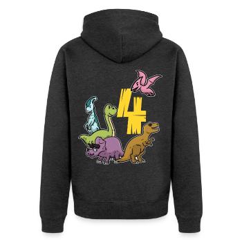 Tapferer Dino Kindergeburtstag - Unisex Premium Bio Zip Hoodie - Anthrazit meliert - Hinten - Nico (187cm)