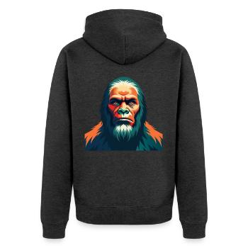 Big Foot Cartoon Figur Buntes Haustier Tier - Unisex Premium Bio Zip Hoodie - Anthrazit meliert - Hinten - Nico (187cm)