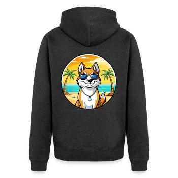 Westsibirische Laika-Hunderasse Cartoon-Sonnenbrille - Unisex Premium Bio Zip Hoodie - Anthrazit meliert - Hinten - Nico (187cm)