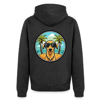 Sloughi Hunderasse Cartoon Sonnenbrille Strand - Unisex Premium Bio Zip Hoodie - Anthrazit meliert - Hinten - Nico (187cm)