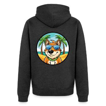 Volpino Italiano Hunderasse Cartoon Sonnenbrille Strand - Unisex Premium Bio Zip Hoodie - Anthrazit meliert - Hinten - Nico (187cm)