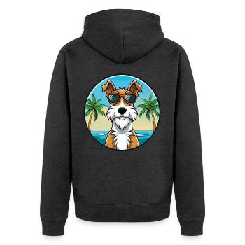 Draht Foxterrier Hunderasse Cartoon Sonnenbrille Strand - Unisex Premium Bio Zip Hoodie - Anthrazit meliert - Hinten - Nico (187cm)