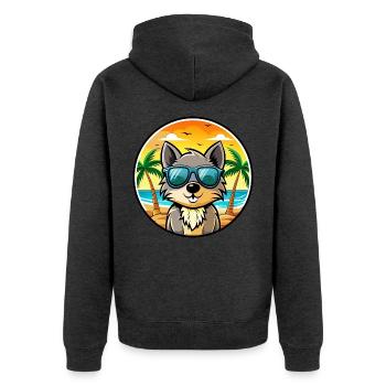 Schipperke Hunderasse Cartoon Sonnenbrille Strand - Unisex Premium Bio Zip Hoodie - Anthrazit meliert - Hinten - Nico (187cm)