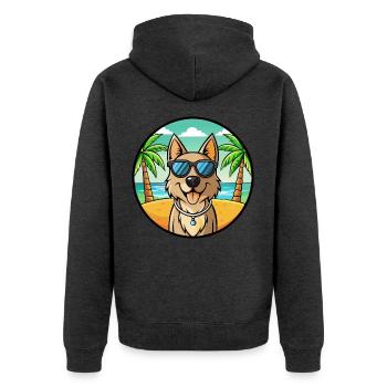 Schäferhund Rasse Cartoon Sonnenbrille Strand - Unisex Premium Bio Zip Hoodie - Anthrazit meliert - Hinten - Nico (187cm)