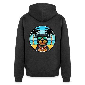 Rottweiler Chien Race Dessin Animé Lunettes De Soleil Plage - Veste à capuche bio Premium Unisexe - anthracite chiné - Dos - Nico (187cm)