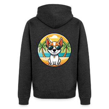 Rat Terrier Hund Rasse Cartoon Sonnenbrille Strand - Unisex Premium Bio Zip Hoodie - Anthrazit meliert - Hinten - Nico (187cm)
