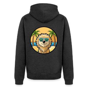 Puli Chien Race Dessin Animé Lunettes De Soleil Plage - Veste à capuche bio Premium Unisexe - anthracite chiné - Dos - Nico (187cm)