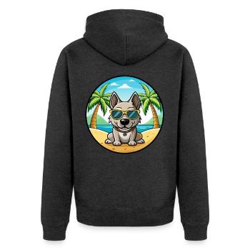 Porcelaine Hunderasse Cartoon Sonnenbrille Strand - Unisex Premium Bio Zip Hoodie - Anthrazit meliert - Hinten - Nico (187cm)