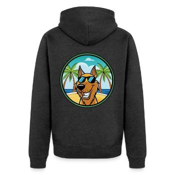 Jugoslawischer Windhund Hunderasse Cartoon Sonnenbrille Strand - Unisex Premium Bio Zip Hoodie - Anthrazit meliert - Hinten - Nico (187cm)