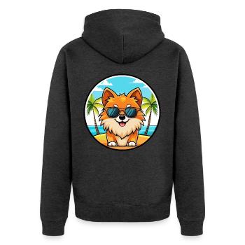Poméranie Spitz allemand race de chien Cartoon Beach - Veste à capuche bio Premium Unisexe - anthracite chiné - Dos - Nico (187cm)