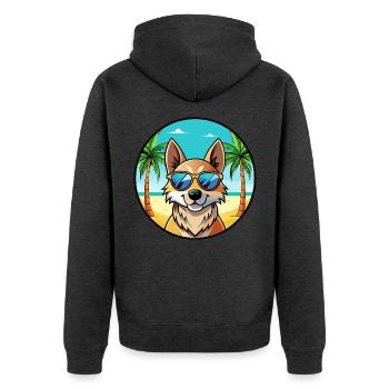 Slovensky Kopov Hunderasse Cartoon Sonnenbrille Strand - Unisex Premium Bio Zip Hoodie - Anthrazit meliert - Hinten - Nico (187cm)