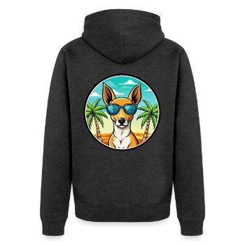 Podenco Canario Hunderasse Cartoon Sonnenbrille Strand - Unisex Premium Bio Zip Hoodie - Anthrazit meliert - Hinten - Nico (187cm)