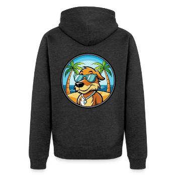 Poitevin Hound Hund Rasse Cartoon Sonnenbrille Strand - Unisex Premium Bio Zip Hoodie - Anthrazit meliert - Hinten - Nico (187cm)