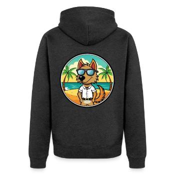 Polnische Jagdhunderasse Cartoon Sonnenbrille Strand - Unisex Premium Bio Zip Hoodie - Anthrazit meliert - Hinten - Nico (187cm)