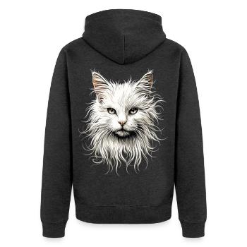 Angora Katze Weiße Angorakatze Süße Angora Katzen - Unisex Premium Bio Zip Hoodie - Anthrazit meliert - Hinten - Nico (187cm)