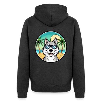 Nördliche Inuit Hunderasse Cartoon Sonnenbrille Strand - Unisex Premium Bio Zip Hoodie - Anthrazit meliert - Hinten - Nico (187cm)