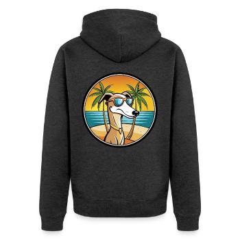 Old Croatian Sighthound Dog Breed Cartoon Beach - Unisex Premium Organic Zip Hoodie - heather anthracite - Back - Nico (187cm)