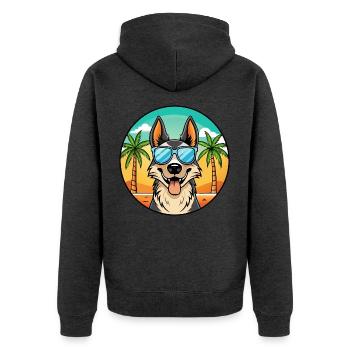 Nordamerikanischer Schäferhund Rasse Cartoon Beach - Unisex Premium Bio Zip Hoodie - Anthrazit meliert - Hinten - Nico (187cm)