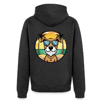 Istrischer Drahthaarhund Hunderasse Cartoon Beach - Unisex Premium Bio Zip Hoodie - Anthrazit meliert - Hinten - Nico (187cm)